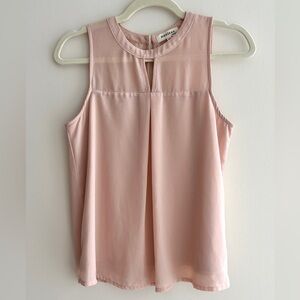 Monteau Blush Pink Keyhole Chiffon Flowy Spring Tank Top Blouse, Size Small